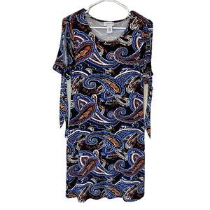 Carmen Marc Valvo Dress Women's Small Knee Length Multicolor Paisley Design